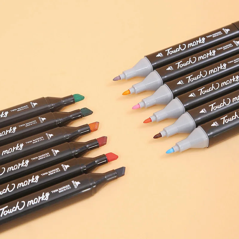 Conjunto com 80 Canetas Marcadoras Dupla Ponta – À Base de Óleo, Ideal para Arte, Escola e Escritório