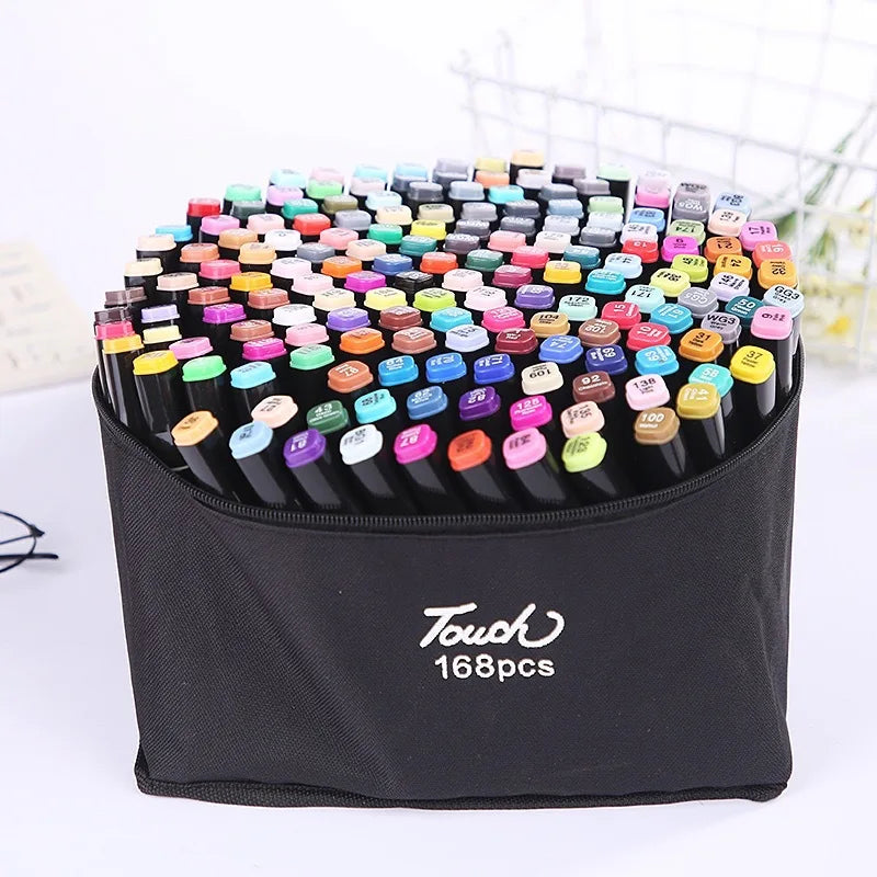 Conjunto com 80 Canetas Marcadoras Dupla Ponta – À Base de Óleo, Ideal para Arte, Escola e Escritório