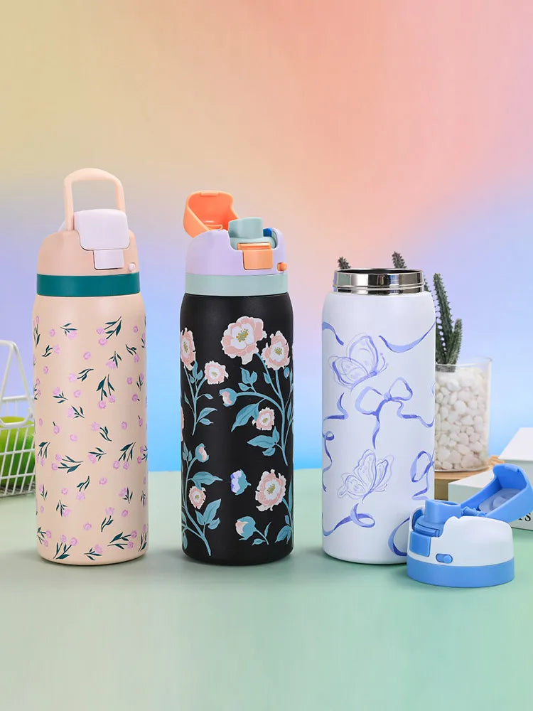 Garrafa Térmica Inox 1000ml com Estampas Exclusivas | Durabilidade e Estilo