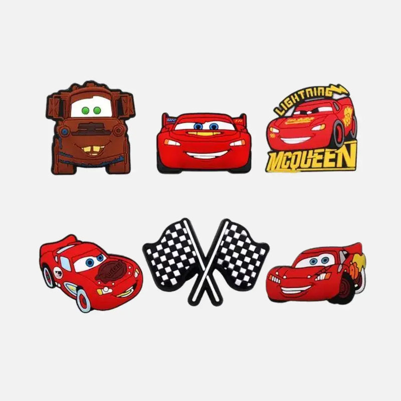 Pins Relâmpago McQueen Pack 6 Unidades | Acessório Personalizado para Mochilas e Roupas