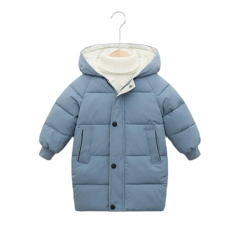 Casaco Infantil Longo de Inverno com Capuz – Unissex, Forrado e Super Quentinho