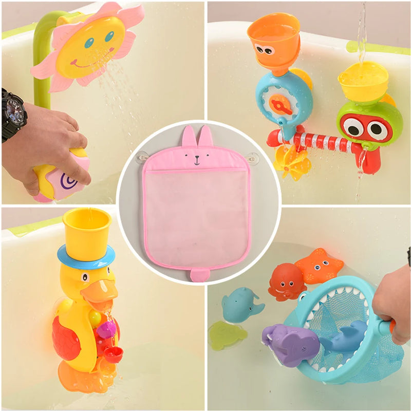 Organizador de Brinquedos de Banho para Bebês e Crianças – Tela Resistente com Estampa de Animais