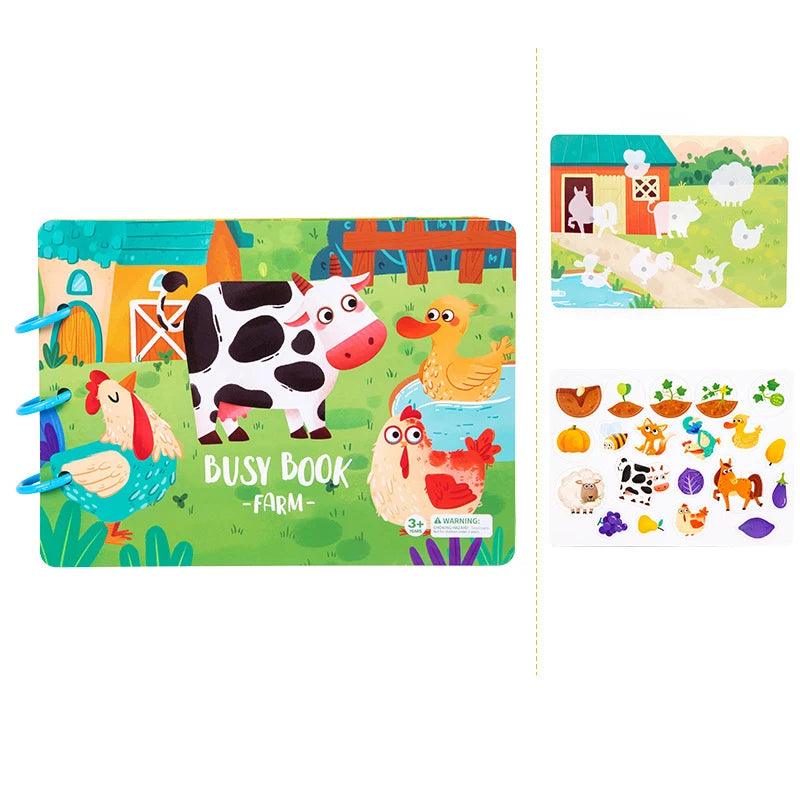 Sticker Quiet Book Puzzles Game Educational Toys Kids Repeatedly Busy Card Paste Matching Cognition Baby Early Montessori Toy - Brinque Criativo