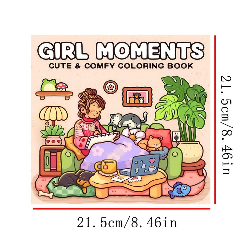 Livro de Colorir Girl Moments – Para Adultos e Adolescentes | Tema Espaço Aconchegante e Relaxante