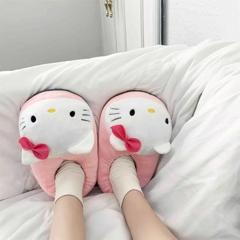 Pantufa Hello Kitty de Algodão - Aconchegante e Plush para Inverno, Tamanho Único (35-40), Slipper Unissex e Presente Ideal