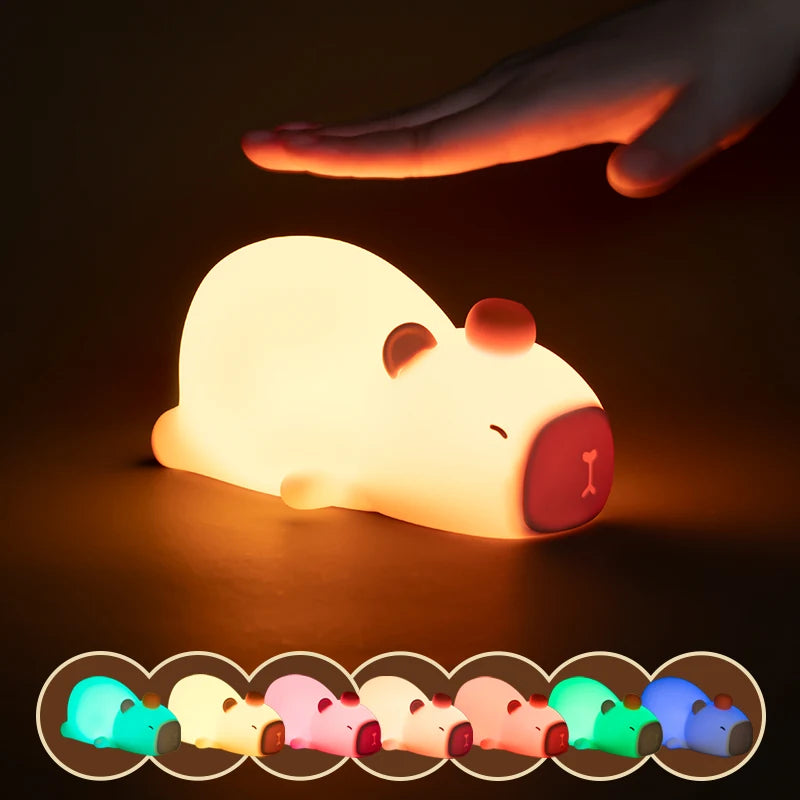 Luminária Capivara de Silicone – Luz Noturna LED Recarregável para Crianças