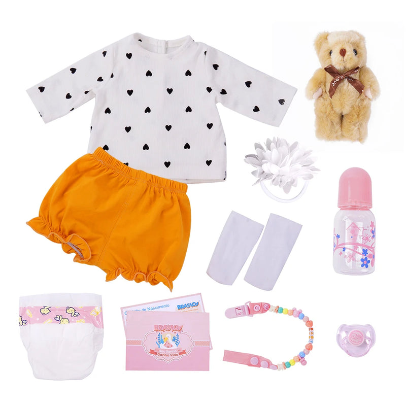 Boneca Reborn Realista de Silicone 48cm Olhos Azuis