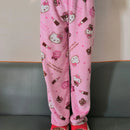 Calça de Pijama Feminina – Fleece Coral Macio com Estampa Hello Kitty e Personagens
