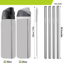 Kit de Limpeza para Garrafa Owala – Canudos Inox Reutilizáveis 24oz/32oz + Escova de Higienização