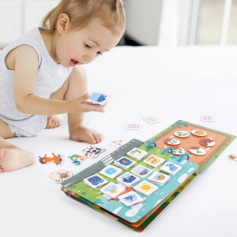 Sticker Quiet Book Puzzles Game Educational Toys Kids Repeatedly Busy Card Paste Matching Cognition Baby Early Montessori Toy - Brinque Criativo