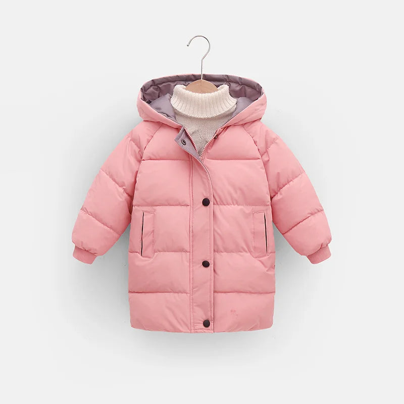 Casaco Infantil Longo de Inverno com Capuz – Unissex, Forrado e Super Quentinho