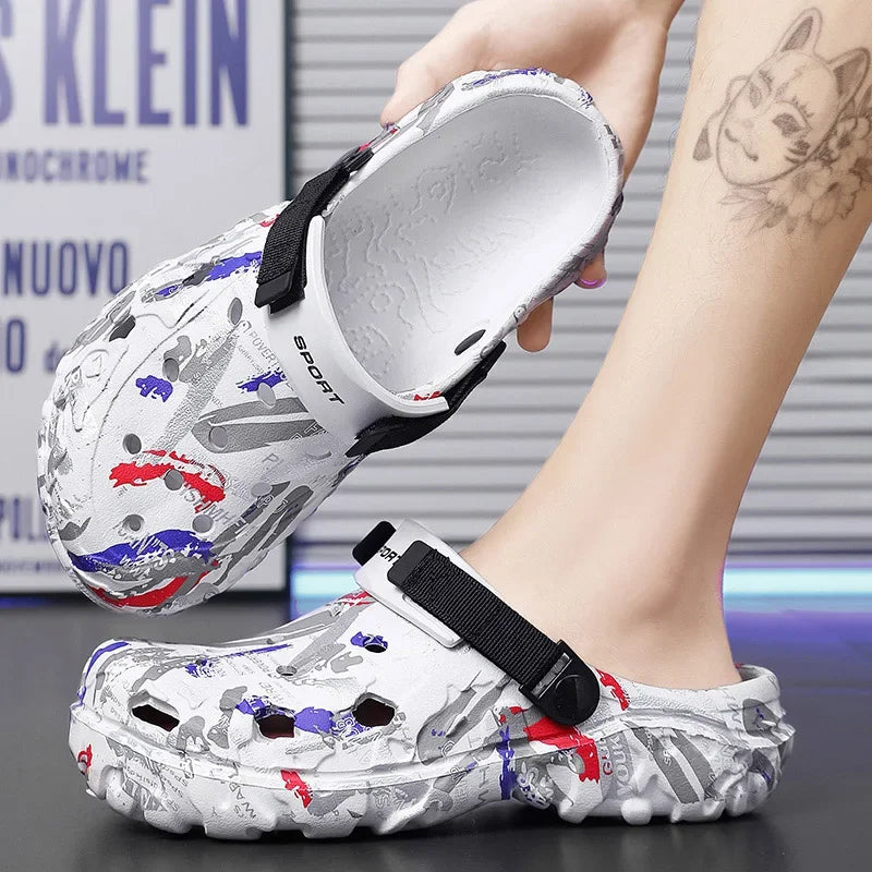 Sandália Masculina Estilo Crocs Tamanho Grande – Leve, Antiderrapante e Confortável para Verão (Até o Nº 47)
