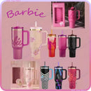 Copo Térmico Barbie 40oz – Aço Inoxidável, Tampa com Canudo, Parede Dupla