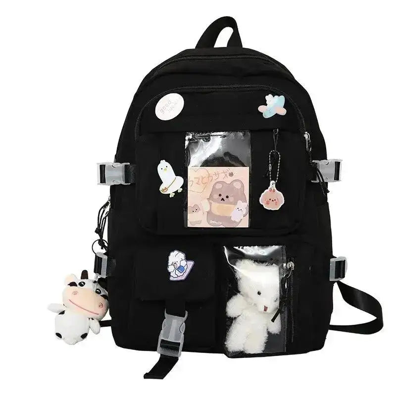 Mochila Escolar Harajuku Style Feminina – Mochila Moderna e Fofa para Estudantes com Compartimento para Notebook