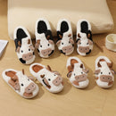 Pantufa de Inverno Unissex em Pelúcia – Estampa de Vaquinha, Antiderrapante e Macia