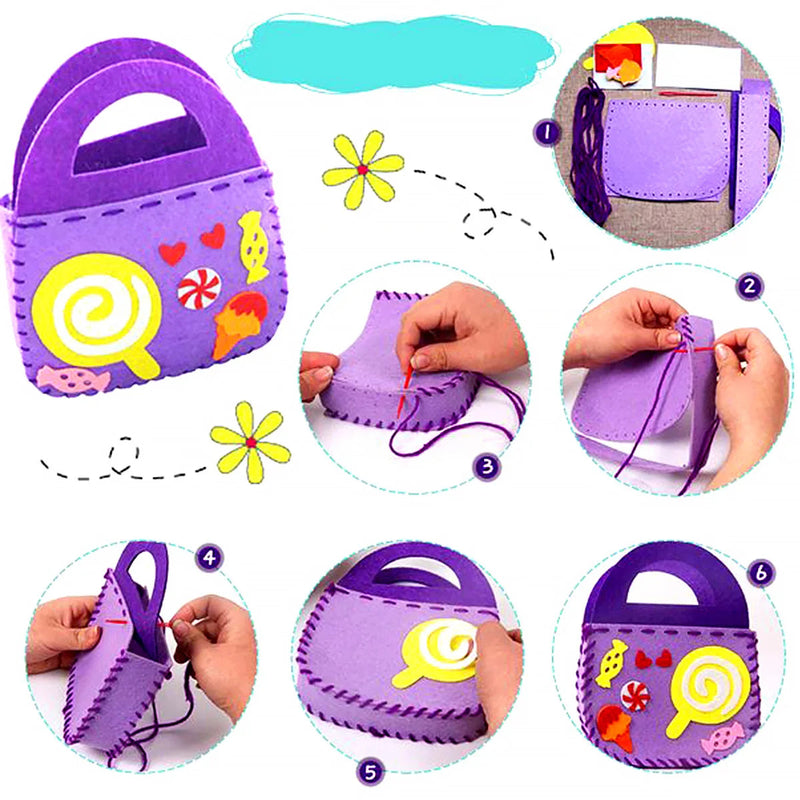 Kit de Costura para Crianças - DIY Criativo com 8 Estilos e Acessórios Divertidos