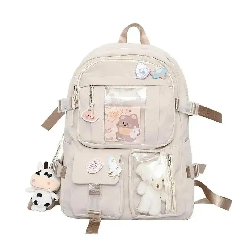 Mochila Escolar Harajuku Style Feminina – Mochila Moderna e Fofa para Estudantes com Compartimento para Notebook