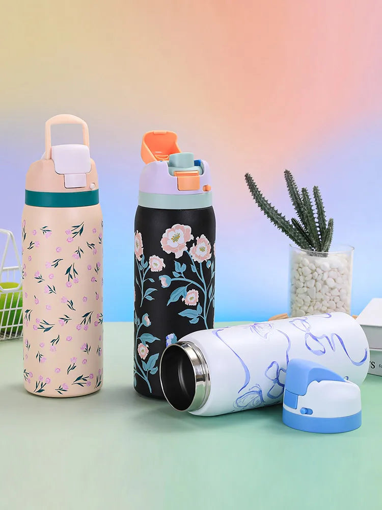 Garrafa Térmica Inox 1000ml com Estampas Exclusivas | Durabilidade e Estilo