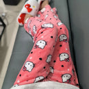 Calça de Pijama Feminina – Fleece Coral Macio com Estampa Hello Kitty e Personagens