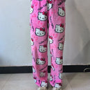 Calça de Pijama Feminina – Fleece Coral Macio com Estampa Hello Kitty e Personagens