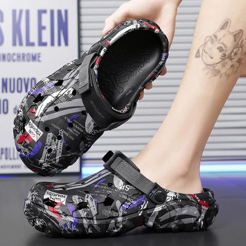 Sandália Masculina Estilo Crocs Tamanho Grande – Leve, Antiderrapante e Confortável para Verão (Até o Nº 47)