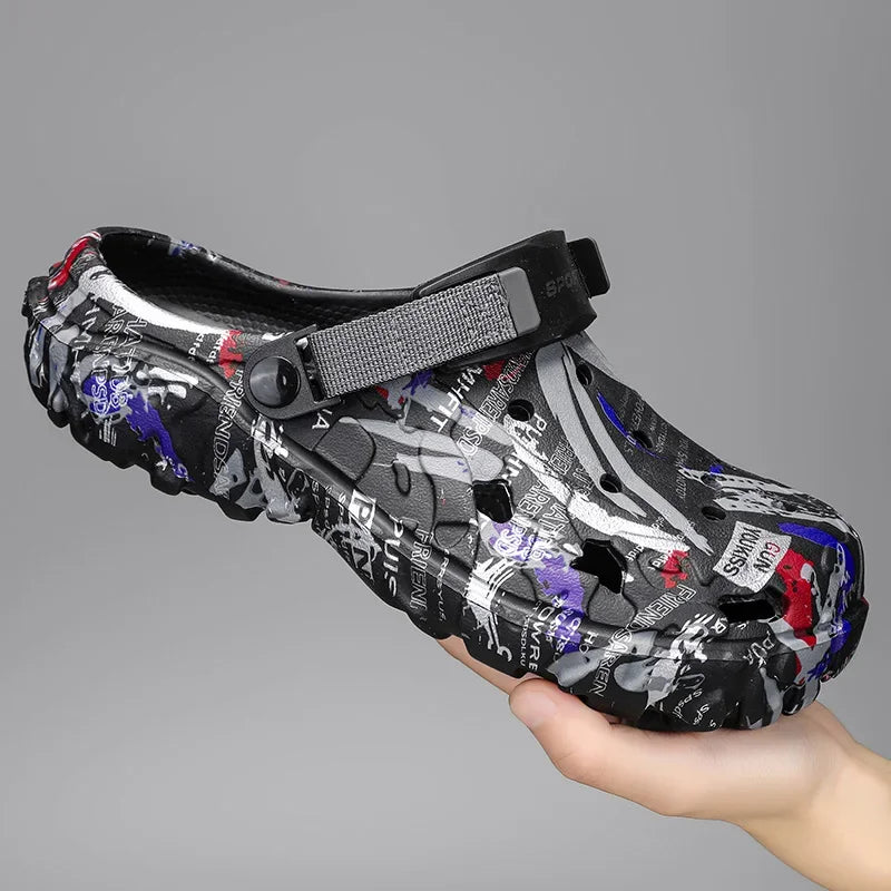 Sandália Masculina Estilo Crocs Tamanho Grande – Leve, Antiderrapante e Confortável para Verão (Até o Nº 47)