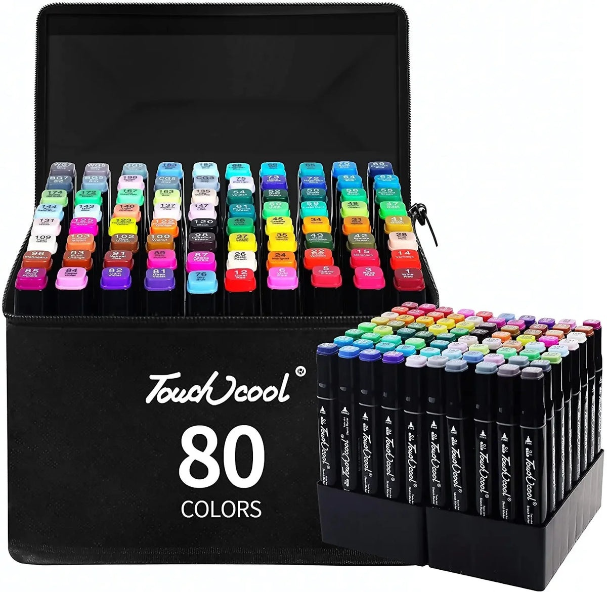 Conjunto com 80 Canetas Marcadoras Dupla Ponta – À Base de Óleo, Ideal para Arte, Escola e Escritório