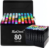 Conjunto com 80 Canetas Marcadoras Dupla Ponta – À Base de Óleo, Ideal para Arte, Escola e Escritório