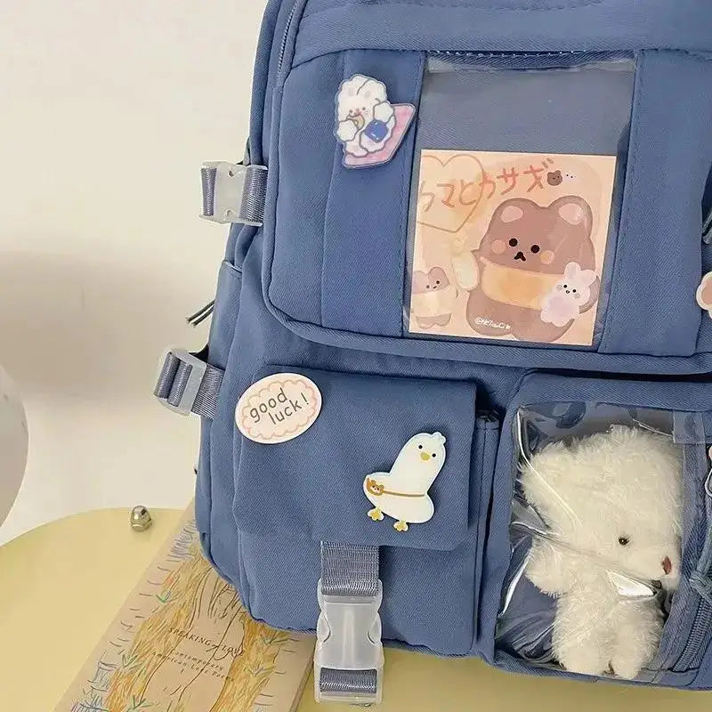 Mochila Escolar Harajuku Style Feminina – Mochila Moderna e Fofa para Estudantes com Compartimento para Notebook