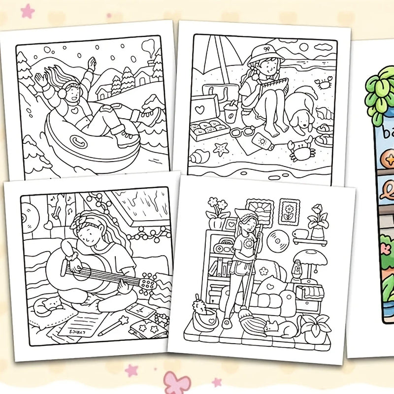 Livro de Colorir Girl Moments – Para Adultos e Adolescentes | Tema Espaço Aconchegante e Relaxante