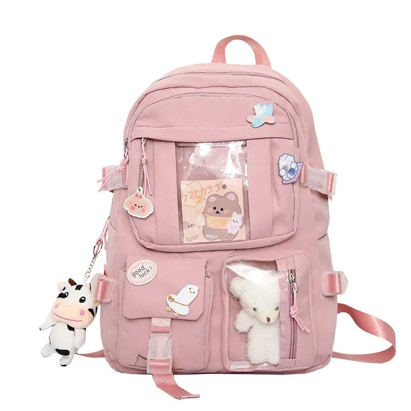 Mochila Escolar Harajuku Style Feminina – Mochila Moderna e Fofa para Estudantes com Compartimento para Notebook