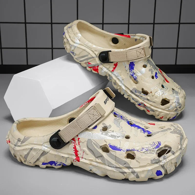 Sandália Masculina Estilo Crocs Tamanho Grande – Leve, Antiderrapante e Confortável para Verão (Até o Nº 47)