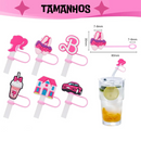 Capa Protetora para Canudo 7-8mm Rosa Barbie – Acessório para Copos Stanley