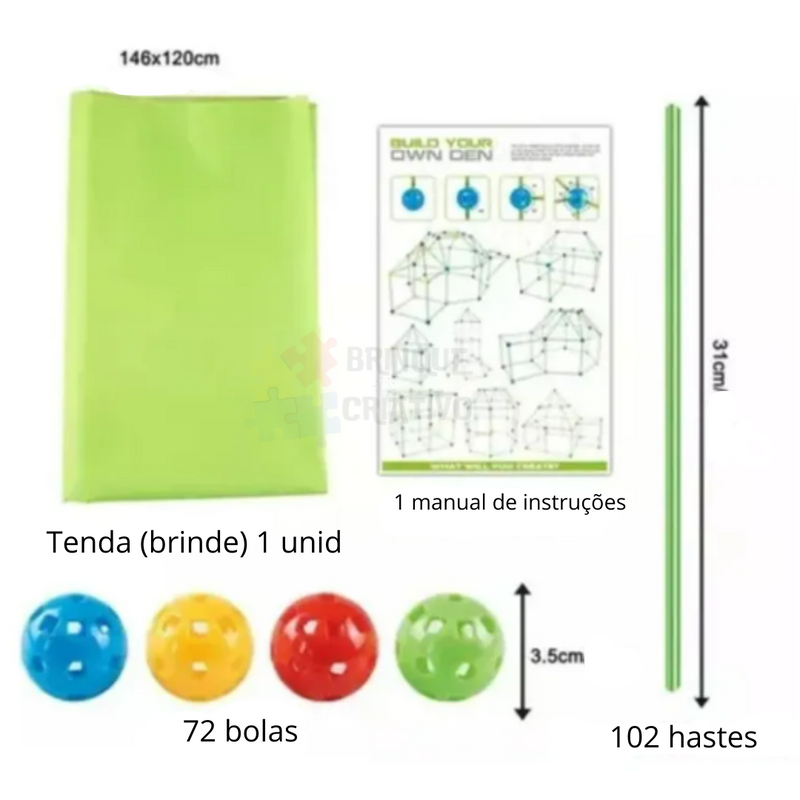 Kit STEAM de Construção de Cabaninhas Infantil + Capa Protetora Exclusiva Dia das Crianças