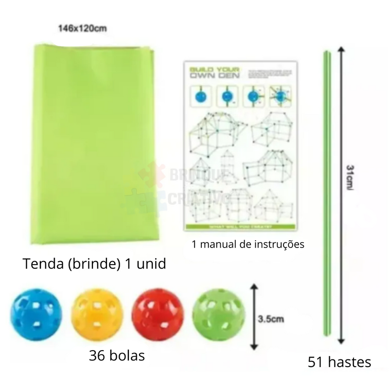 Kit STEAM de Construção de Cabaninhas Infantil + Capa Protetora Exclusiva Dia das Crianças
