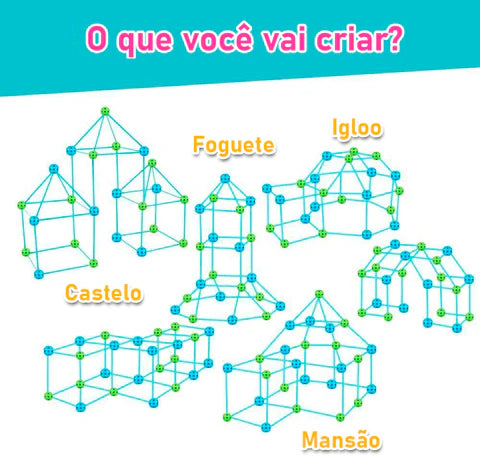 Kit STEAM de Construção de Cabaninhas Infantil + Capa Protetora Exclusiva Dia das Crianças